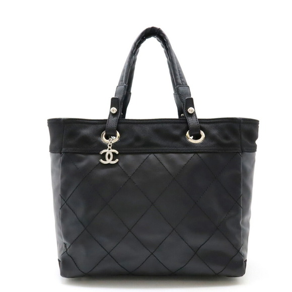 CHANEL Black Coated Canvas Tote Bag - Picture 1 of 9